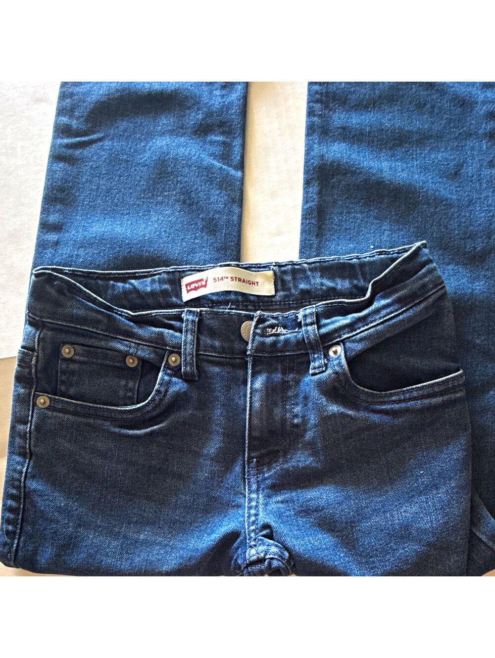 Levi's 514 Straight Dark Wash Blue Denim Jeans Girls Size 8 REG W24 L22